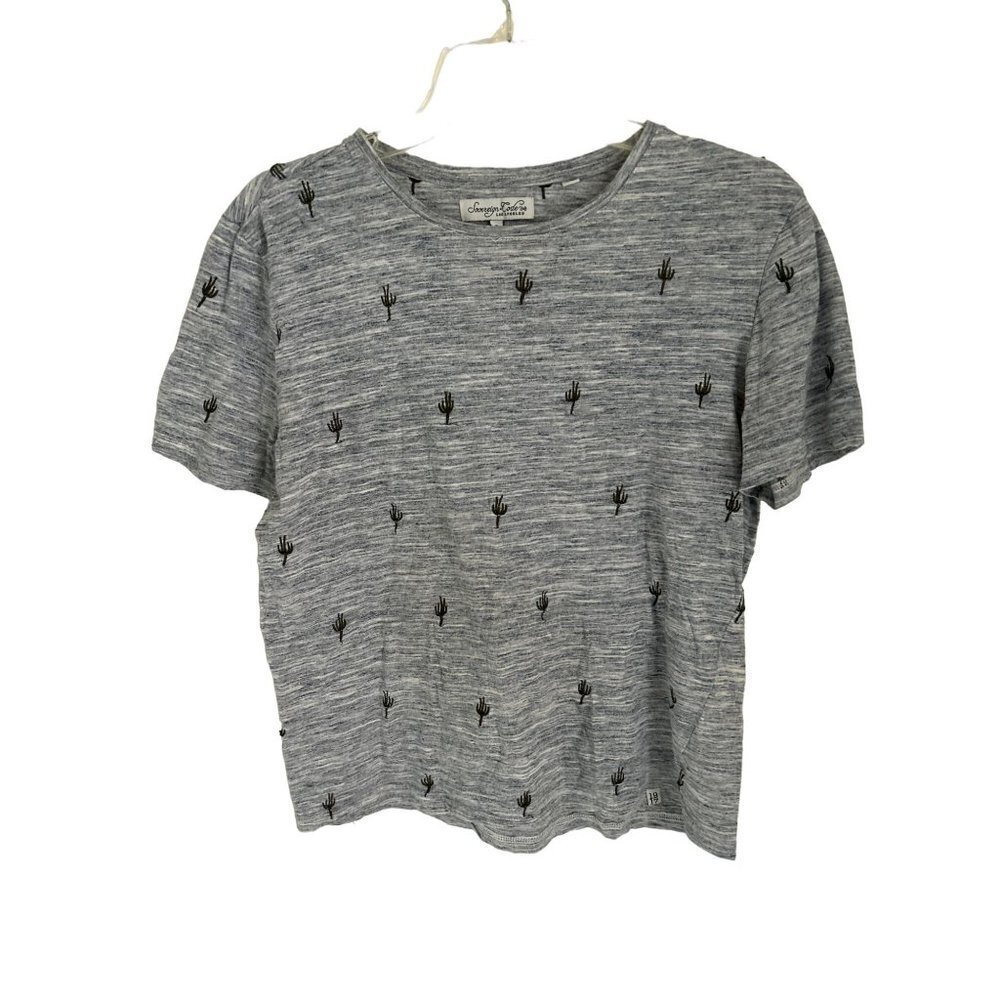 Women's Small Sovereign Code crewneck grey cactus embroidered tee tshirt